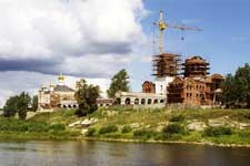 Construction of the cathedral in Merkushino village