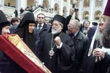 A gift being presented to His Holiness Patriarch Alexis